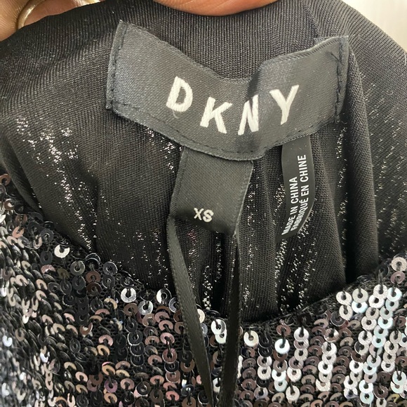 DKNY Black Sequin Mini Dress with Red Adjustable Straps - Picture 10 of 11
